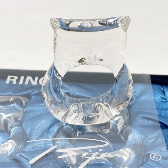 Vintage Clear Acrylic Lucite OWL Napkin Rings BIJAN In Box Mid Century Modern - Picture 1 of 6